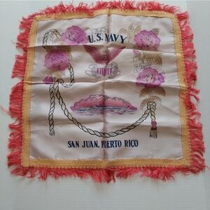 Vintage U.S Navy San Juan Puerto Rico Souvenir Pillow Cover